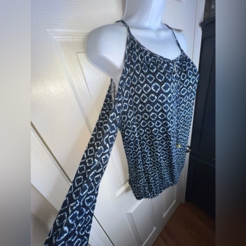 NWT Michael Kors MK Women’s Small Navy Cold Shoulder Long Sleeve Blouse Top S - Picture 2 of 15
